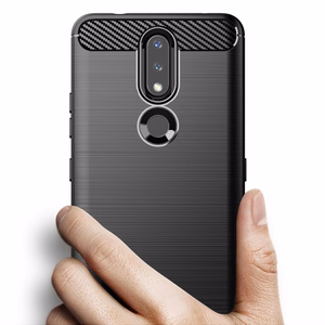 Carbon Case Paindlik kate TPU ümbris Nokia 2.4 musta värvi