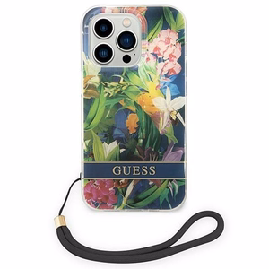 Guess GUOHCP14LHFLSB iPhone 14 Pro 6.1 "sinine / sinine hardcase Flower Strap