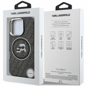 Karl Lagerfeld IML Glitter Karl & Choupette Heads Logo MagSafe Ümbris iPhone 16 Pro Max - must