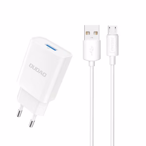 Dudao A4EU USB-A 2.1A wall Laadija - valge + USB-A - micro USB kaabel