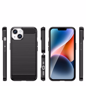 Carbon Case iPhone 14 Plus paindlik geeliga tagakate must