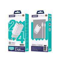 JELLICO seinalaadija EU02 2.4A 12W 2xUSB + kaabel Micro Valge