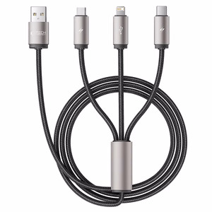 Tech-Protect UltraBoost 3in1 USB-A - Lightning / USB-C / micro USB 3.5A kaabel 1m - hall