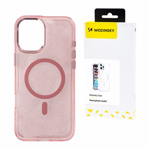 Wozinsky Glitter Ümbris with Mag Safe jaoks Samsung Galaxy S25 - roosa with Glitter