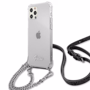 Guess GUHCP12LKC4GSSI iPhone 12 Pro Max 6.7" läbipaistev kõvakott 4G hõbedane kett