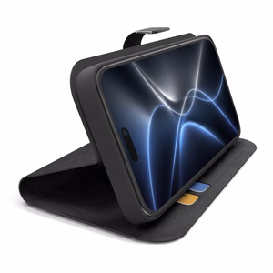 SBS Wallet Smart ümbris mudelile iPhone 18 Pro, rahakoti ja alusega – must
