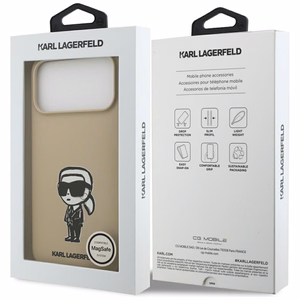 KARL LAGERFELD ümbris jaoks IPHONE 17 Pro Max compatible with MagSafe KLHMP17XSKIGROW (Silicone W/ KL Sketch & Logo) brown