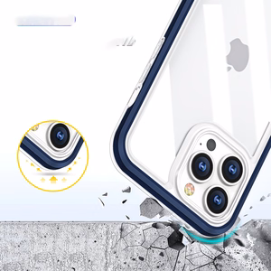 Прозрачный чехол 3in1 для iPhone 13 Pro Max гелевый с рамкой синий