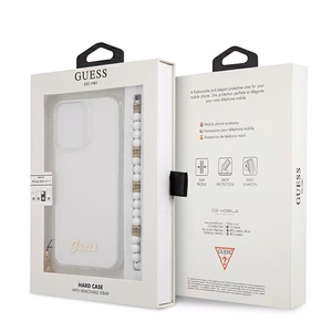 Guess GUHCP13LKPSWH iPhone 13 Pro / 13 6.1" прозрачный жёсткий чехол White Pearl