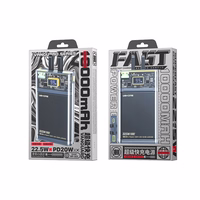 WEKOME WP-323 Vanguard Series - Power bank 10000 mAh Super Charging with integrated USB-C & Lightning kaabel PD 20W + QC 22.5W (must / läbipaistev)