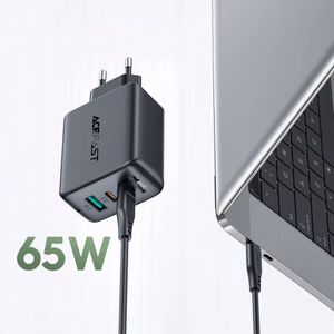 Laadija Acefast A13 must 65W (2xPD / 1xQC3.0) + Type-C / Type-C 120cm kaabel