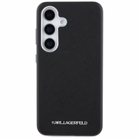 Karl Lagerfeld Saffiano Full Wrapped Elongated Metal Logo MagSafe Ümbris jaoks Samsung Galaxy S25 - must