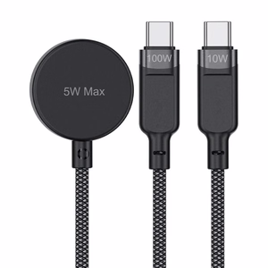 Acefast C6-11 USB-C 3in1 Cable - 2x USB-C / Qi 480Mb/s 100W 1.2m - black