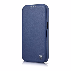 iCarer CE Premium Leather Folio Case iPhone 14 Pro Magnetic Flip Leather Folio Case MagSafe Blue (WMI14220714-BU)