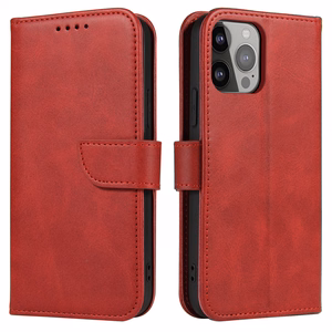 Wallet Ümbris with Stand jaoks iPhone 15 Pro Max Magnet Ümbris - punane