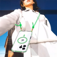 Tel Protect Strap Clear Ümbris jaoks Iphone 15 Pro roheline