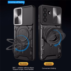 Samsung Galaxy A17 4G / A17 5G / A18 / A26 Case with Stand and Sliding Lens Cover - Black