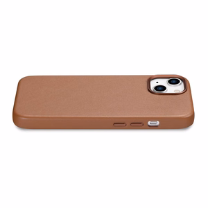 iCarer Case nahast ümbris iPhone 14 Plus pruun (MagSafe ühilduv)