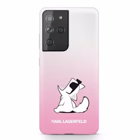 Karl Lagerfeld Choupette Fun ümbris Samsung Galaxy S21 Ultra jaoks - roosa