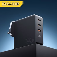 Laadija Essager "Gan Journey" Must 140W (2xPD / QC3.0)