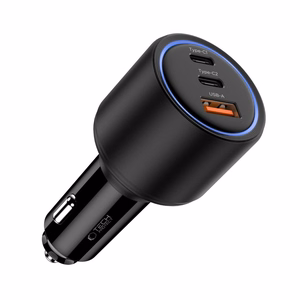 CC04 3-port PD130W car laadija - must