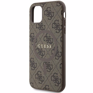 Guess GUHMN61G4GFRW iPhone 11 6.1" / Xr pruun/pruun kõva nahast ümbris 4G Collection metallist logoga MagSafe