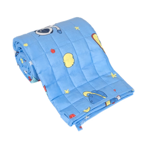 PREMIUM puuvillane raskustekk lastele, 100 x 150 cm, 3 kg, kosmosemustriga
