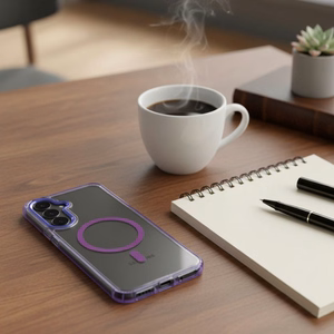 Чехол Samsung A27 Frame Clear Hybrid Mag Cover, совместимый с MagSafe, фиолетовый