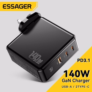 Laadija Essager GaN Journey must 140W (2xPD / QC3.0)