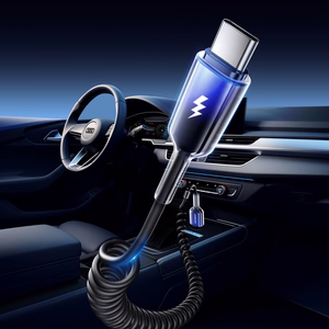 Joyroom S-A43 Crystal-Clear Series 3A USB-A - USB-C spiral kaabel 1.5m - must