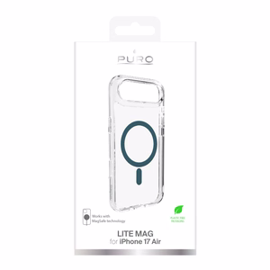 Puro Lite Mag TPU+PC Ümbris Compatible with MagSafe jaoks iPhone 17 Air - Läbipaistev with Turquoise Ring