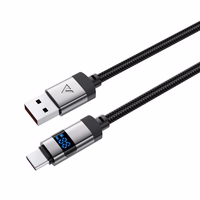 Acefast C15-04 USB-A - USB-C kaabel ekraaniga 480Mb/s 66W 1.2m - must