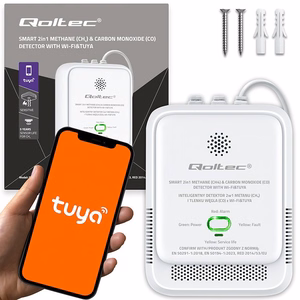 CH4 CO NG Tuya Wi-Fi 85dB alarm LED (Qoltec 52654 2in1 natural gas and carbon monoxide (CO) leak detector)