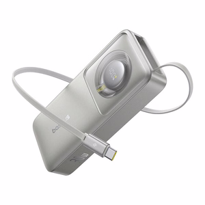 Power Bank Baseus "Free2Pull" Grey 10000mAh 30W (PD) + integruoted "Type-C" cable