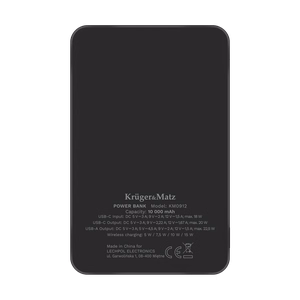 Krüger&Matz magnetiline juhtmevaba akupank, 10000 mAh, must