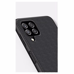 Nillkin Textured Case vastupidav tugevdatud ümbris koos geelraami ja nailonist tagaküljega Samsung Galaxy A22 4G mustale küljele