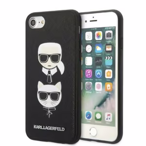 Karl Lagerfeld KLHCI8SAKICKCBK iPhone 7/8 / SE 2020 / SE 2022 must/must hardcase Saffiano Karl&Choupette Head