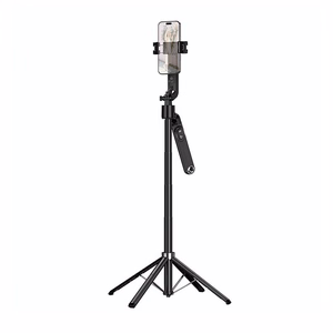Selfie kepp-statiiv Hoco tripod juhtmevaba puldiga pöörlev 360 kraadi automaatse näojälgimisega K32 must