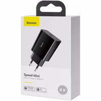 Baseus Speed Mini Quick Laadija, USB-C, PD, 3A, 20W (must)