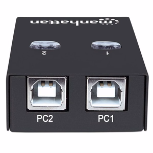Manhattan USB-A automaatne jagamiskapsel, 2x USB-B pordid, 480 Mbps (USB 2.0), kahekordne juhtimine (automaatne või käsitsi), USB-toide (välist toiteallikat pole vaja), kaasas 1x 1.5m USB-A kuni USB-B kaabel