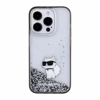 Karl Lagerfeld Liquid Glitter Choupette ümbris jaoks iPhone 15 Pro Max - läbipaistev