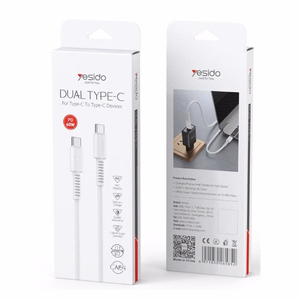 YESIDO KAABEL CA154 PD 60W TYPE-C/TYPE-C 1M PVC 3A valge