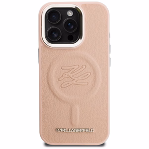 Karl Lagerfeld initsiaalide ja metalllogo MagSafe ümbris iPhone 16 Pro Max - roosa