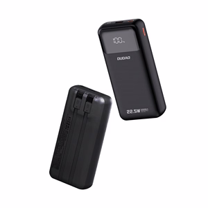 Dudao K15Pro Power Bank 20000mAh 22.5W PD USB-C / USB-A / sisseehitatud Lightning ja USB-C kaablid - must