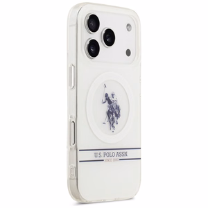 US Polo DH and Bottom Stripe Logo MagSafe Ümbris jaoks iPhone 17 Pro - Valge