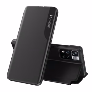 Eco Leather View Case Elegantne Flip Cover Stand Funktsioon Poco M4 Pro 5G Must