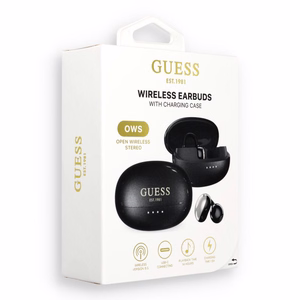 Juhtmevabad kõrvaklapid OWS Guess Metalic Finish Electropated Parts Classic Logo, mustad