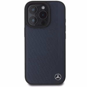 Mercedes MB Wood Imitation Leather MagSafe Ümbris jaoks iPhone 16 Pro Max - tumesinine