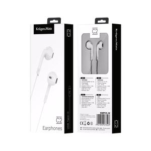 Kruger&Matz C2 USB-C kõrvasisesed mikrofoniga kõrvaklapid, valged