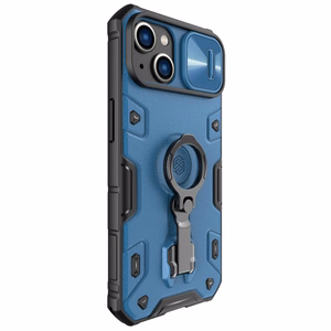 Nillkin CamShield Armor Pro Case iPhone 14 Plus soomustatud kate koos kaamera kaitserõngaga statiiviga sinine